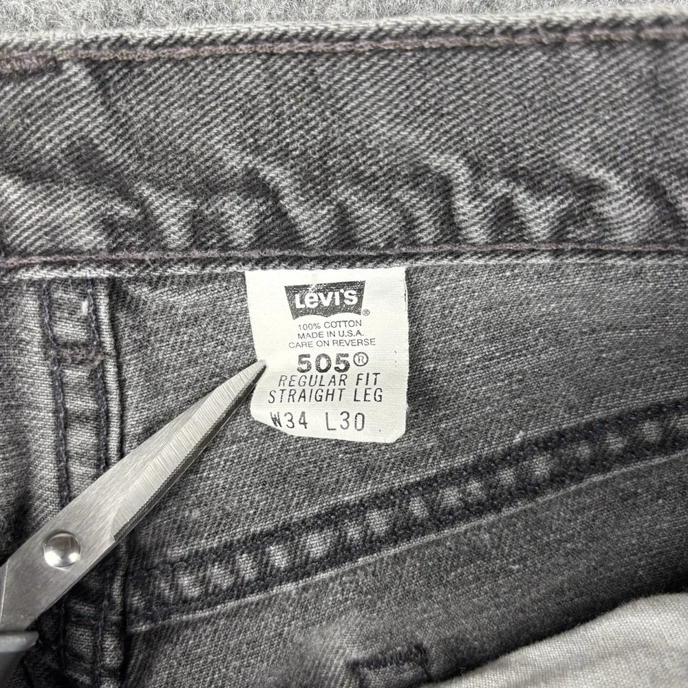 Vintage Levi's 505 Men's 34x30 (Fits 32x29) Straight Leg Black Wash Made In USA